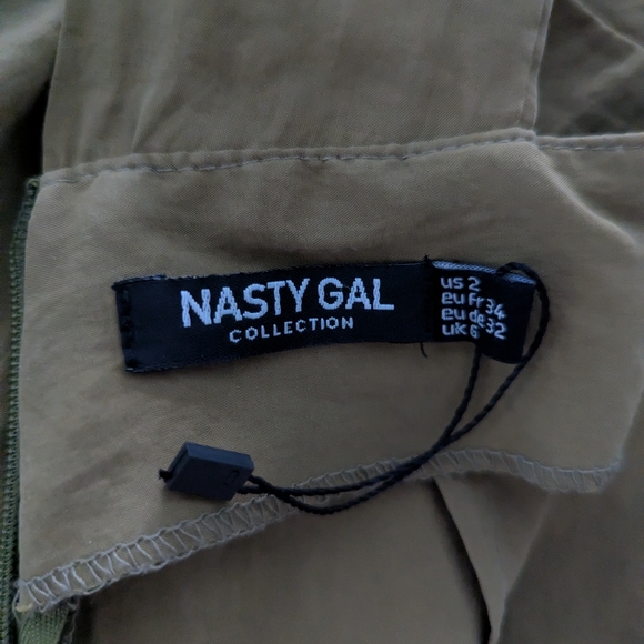 NASTY GAL V-Neck Wide Leg Jumpsuit Size 2 Olive Green - Picture 5 of 9